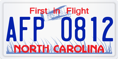 NC license plate AFP0812