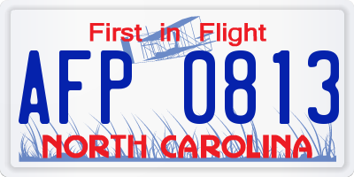 NC license plate AFP0813