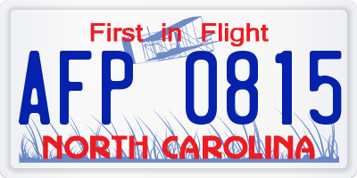 NC license plate AFP0815