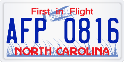 NC license plate AFP0816