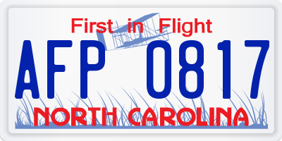 NC license plate AFP0817