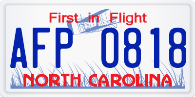 NC license plate AFP0818