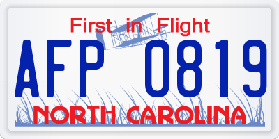 NC license plate AFP0819