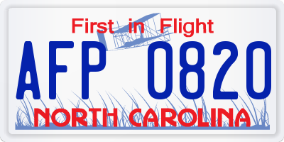 NC license plate AFP0820