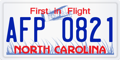 NC license plate AFP0821