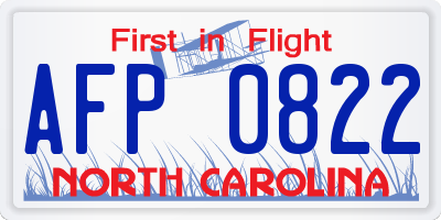 NC license plate AFP0822