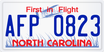 NC license plate AFP0823