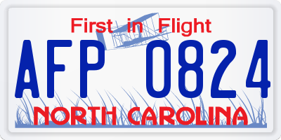 NC license plate AFP0824