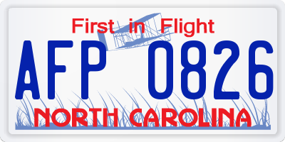 NC license plate AFP0826