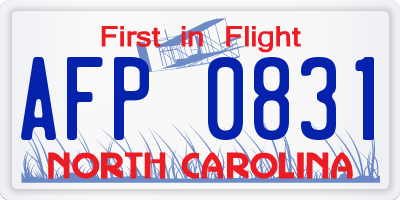 NC license plate AFP0831