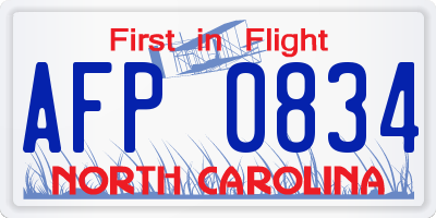 NC license plate AFP0834