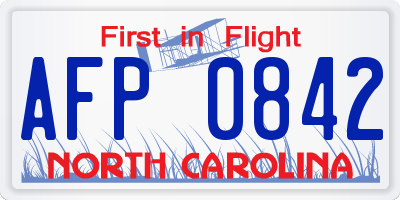 NC license plate AFP0842