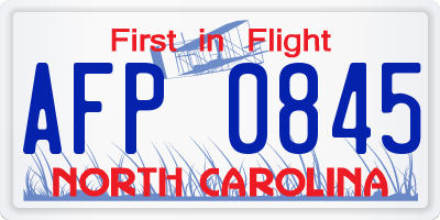 NC license plate AFP0845