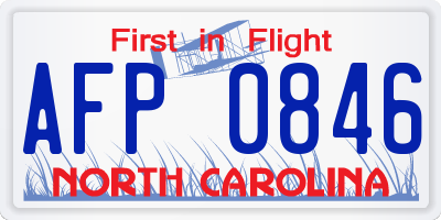 NC license plate AFP0846