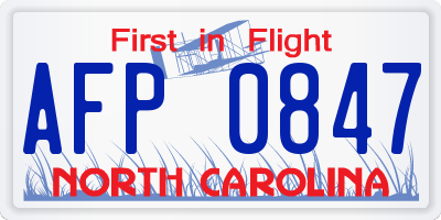 NC license plate AFP0847