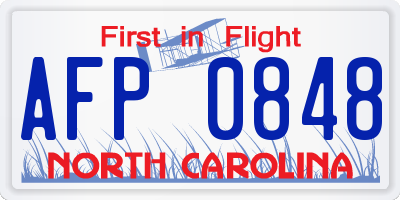 NC license plate AFP0848