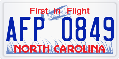 NC license plate AFP0849