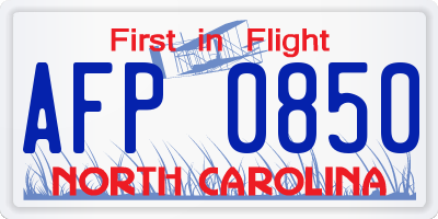 NC license plate AFP0850