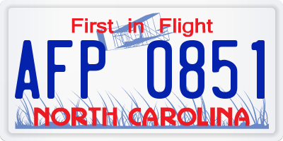 NC license plate AFP0851