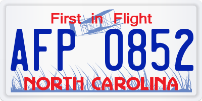 NC license plate AFP0852