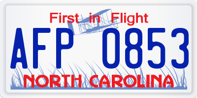 NC license plate AFP0853