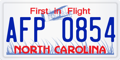 NC license plate AFP0854