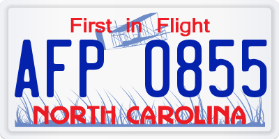 NC license plate AFP0855