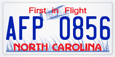 NC license plate AFP0856
