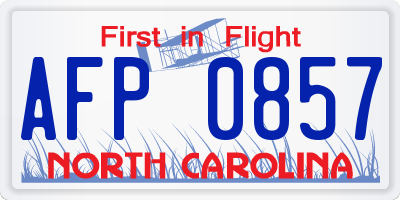 NC license plate AFP0857