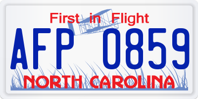 NC license plate AFP0859