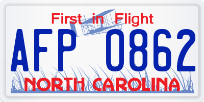 NC license plate AFP0862