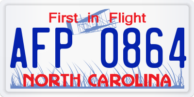 NC license plate AFP0864