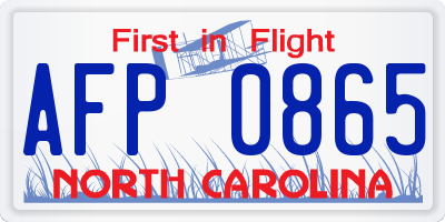 NC license plate AFP0865