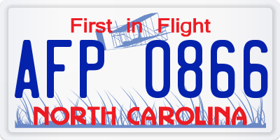 NC license plate AFP0866