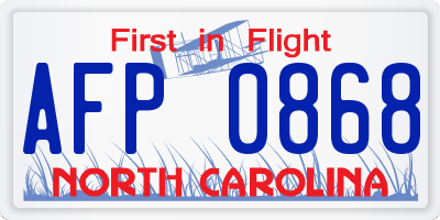 NC license plate AFP0868