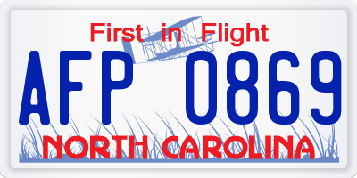 NC license plate AFP0869