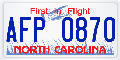NC license plate AFP0870