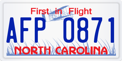 NC license plate AFP0871