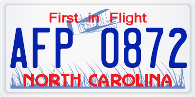 NC license plate AFP0872