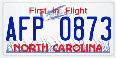 NC license plate AFP0873