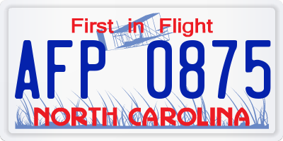 NC license plate AFP0875