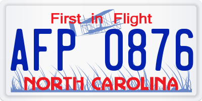 NC license plate AFP0876