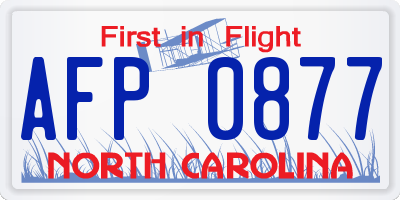 NC license plate AFP0877