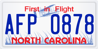 NC license plate AFP0878