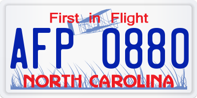 NC license plate AFP0880