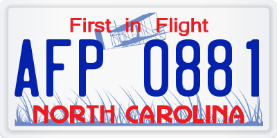 NC license plate AFP0881