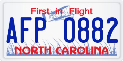 NC license plate AFP0882