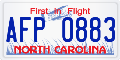 NC license plate AFP0883