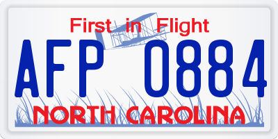 NC license plate AFP0884