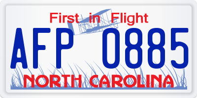 NC license plate AFP0885